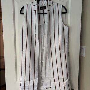 Elegant White and Brown Striped Women's Vest